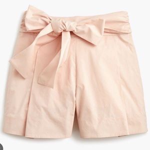 NWT! J. Crew Cotton Poplin Tie Waist Shorts in Pink